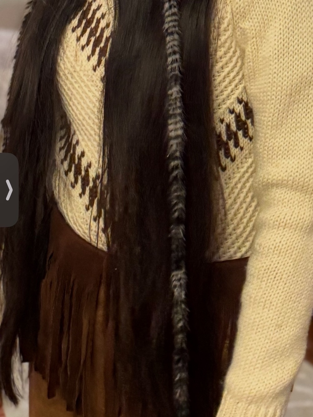 American Vintage Cream Sweater with Brown Chevron Detail - Picture 4 of 8